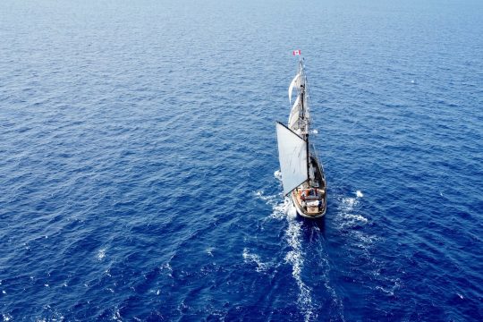 Florette under sail from above