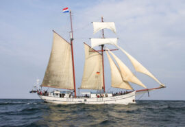 Flying Dutchman Sailing in full sail tall ship