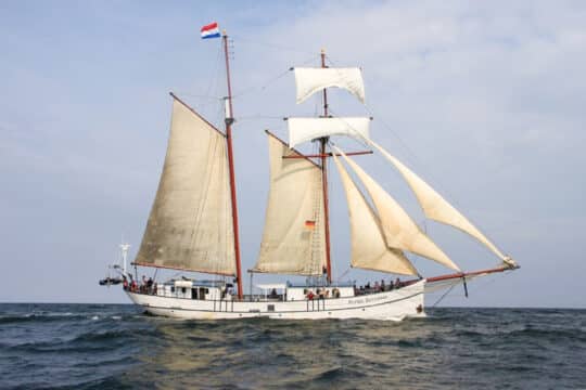 Flying Dutchman Sailing in full sail tall ship