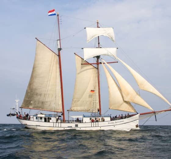Flying Dutchman Sailing in full sail tall ship