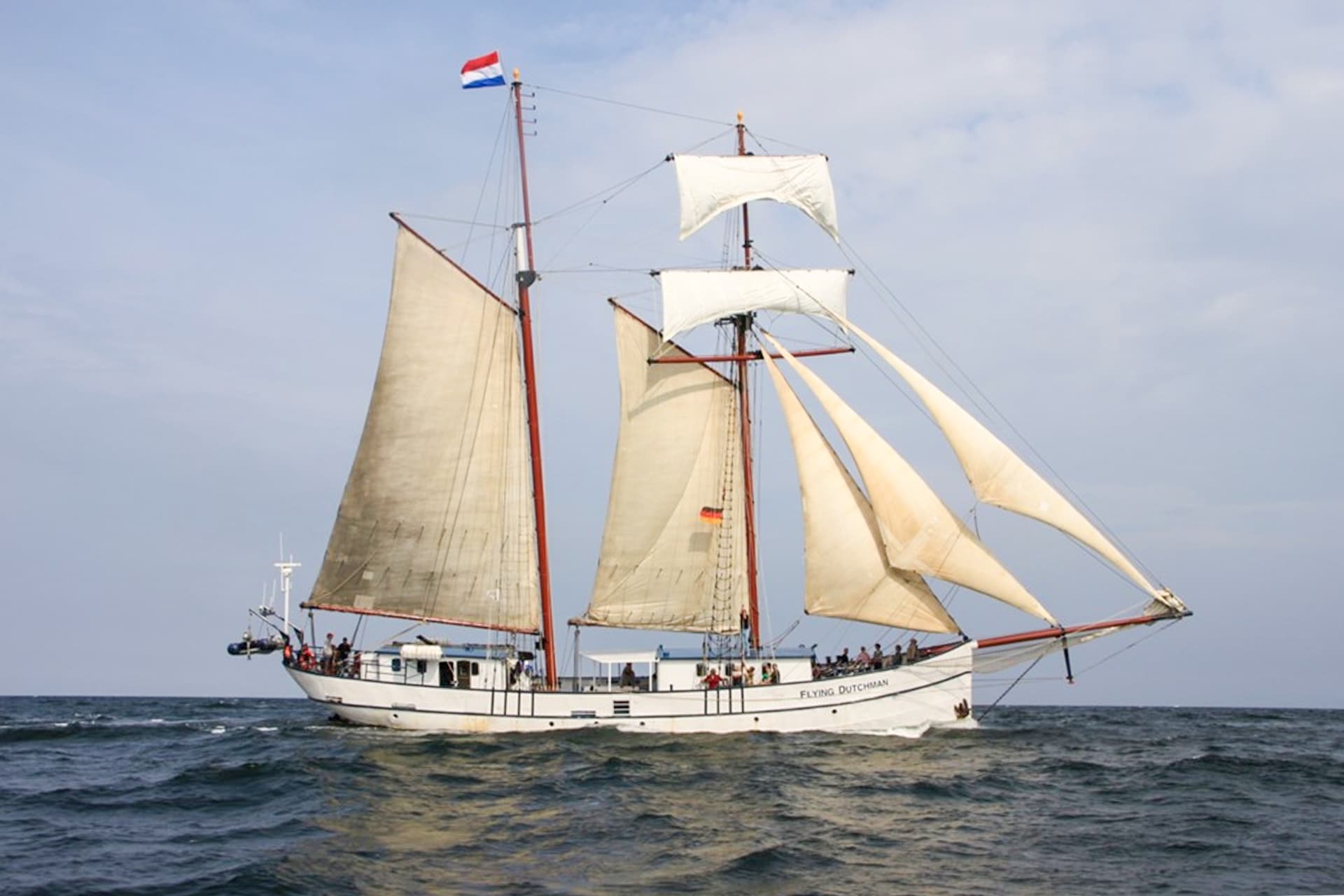 Flying Dutchman Sailing in full sail tall ship