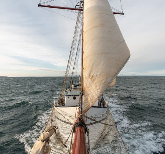 Flying Dutchman from the bowsprit under sail