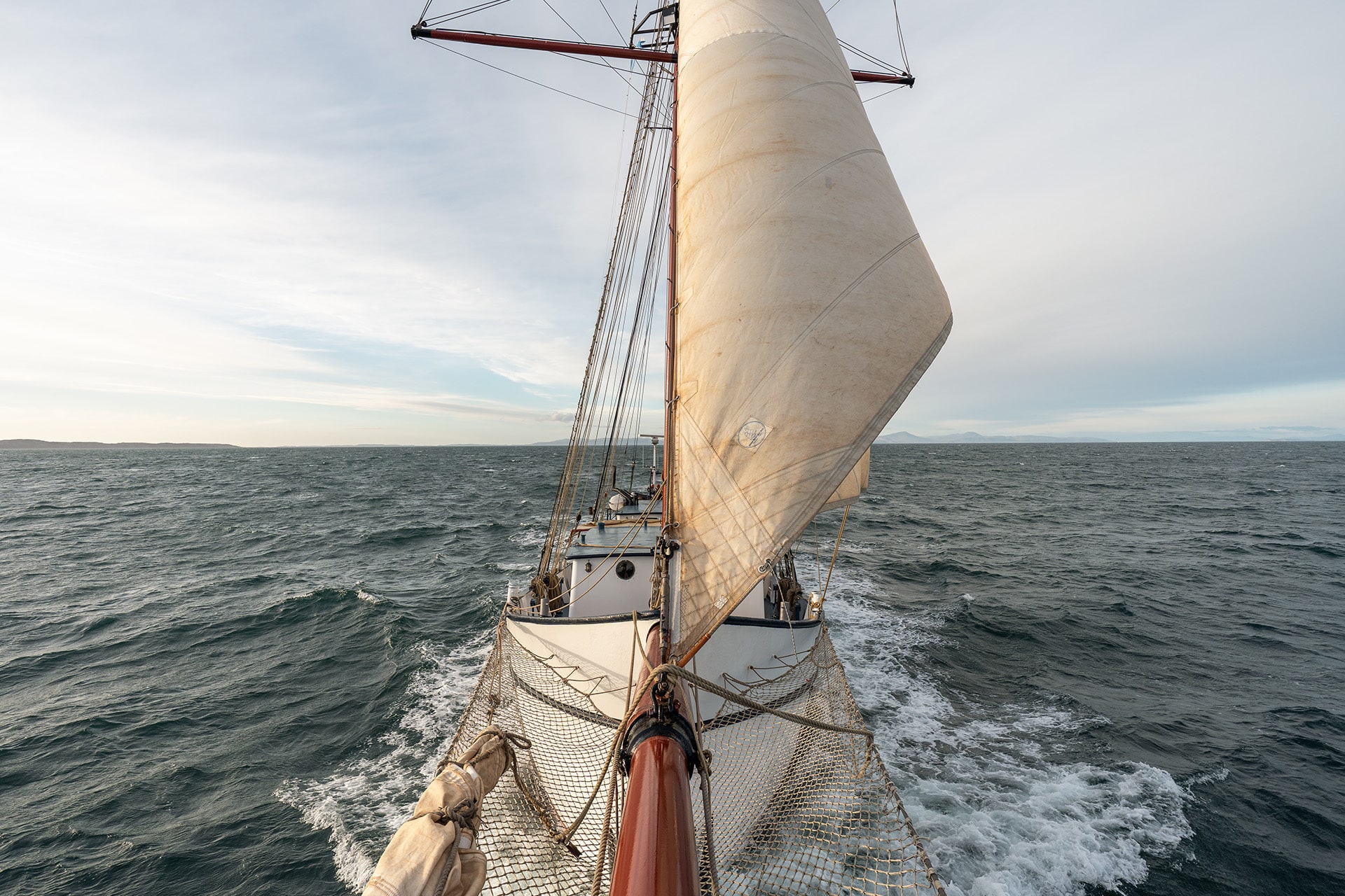 Flying Dutchman from the bowsprit under sail