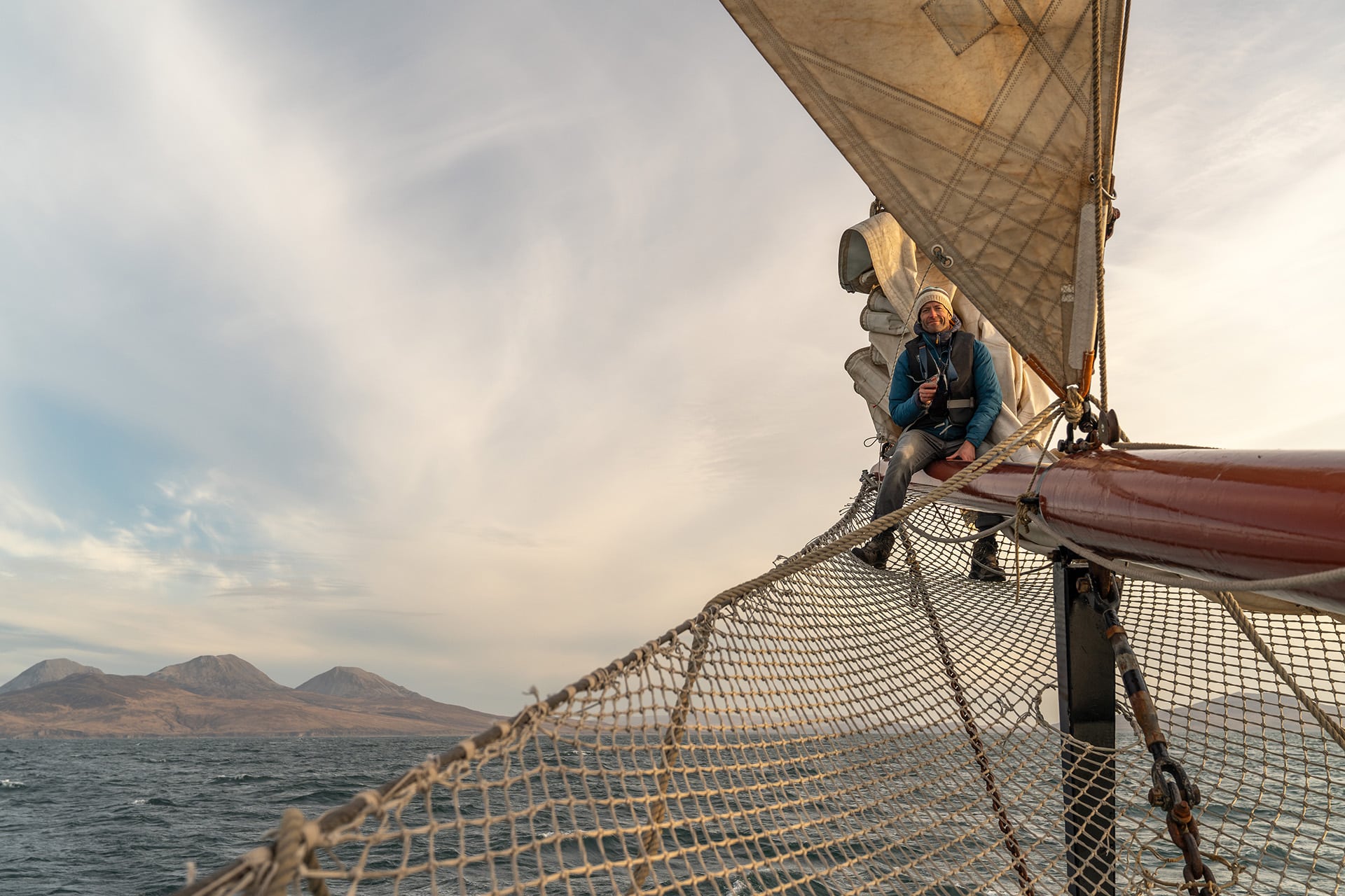 Flying Dutchman guest onboard on the bowsprit