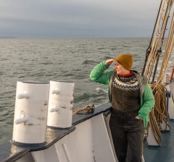 Flying Dutchman guest onboard watching the sunrise