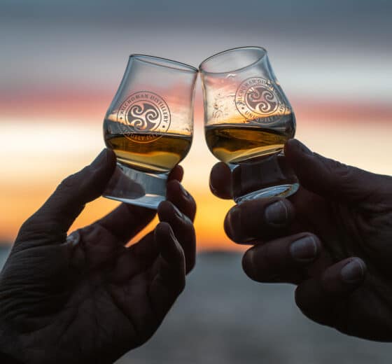 Flying Dutchman guests toasting Scottish whisky Hebrides, Scotland