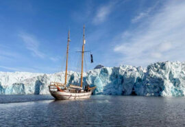 Goxsheim Svalbard anchored at fjord Arctic Circle Norway traditional boat