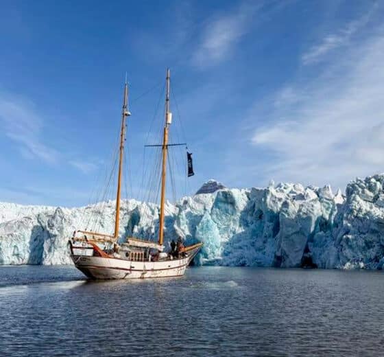 Goxsheim Svalbard anchored at fjord Arctic Circle Norway traditional boat