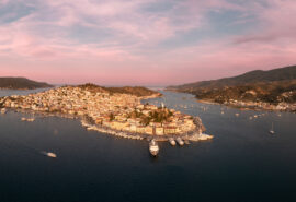 Greek island sailing holiday Greece Poros Sunset