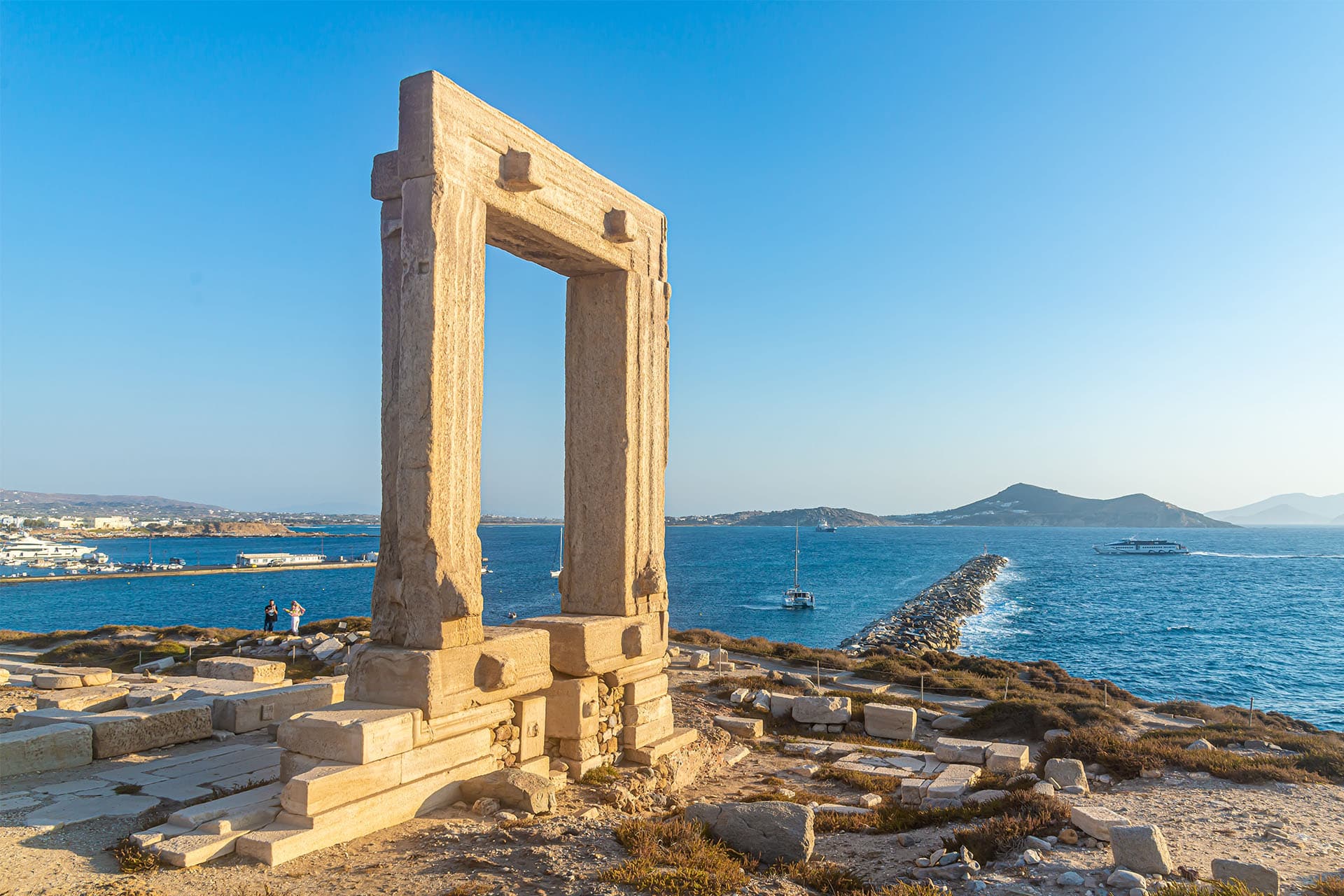 Greece, ancient gate at Naxos, Cyclades islands sailing holiday