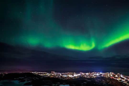 Greenland Nuuk city northern lights