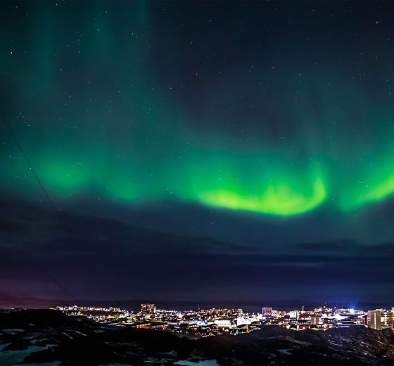 Greenland Nuuk city northern lights