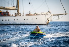 Guest enjoying watersports on board SC