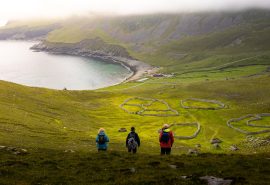 Guests hiking on St Kilda, Scotland