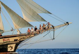 Guests on bowsprit of Florette