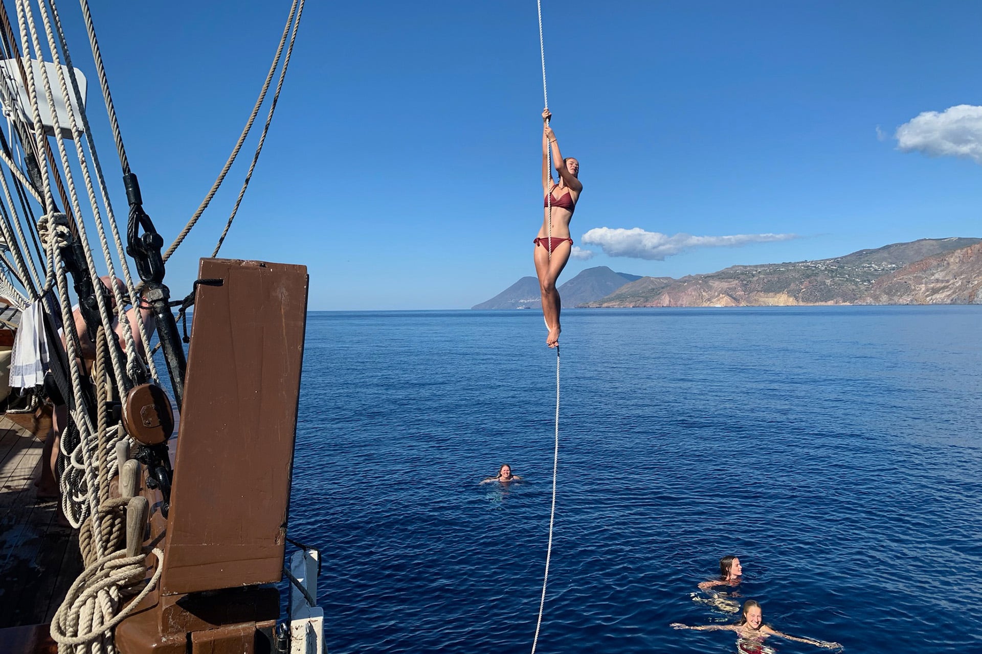 Guests swimming and diving off Florette