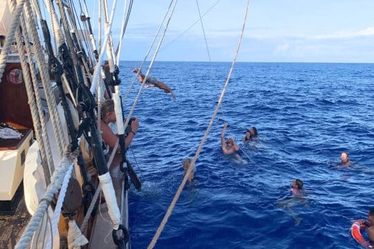 Guests swimming with Florette Caribbean