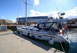 Humla anchored in marina in Norway