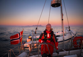 Humla guest sunset sailing in Northern Norway winter female solo sailor