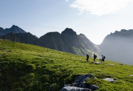Humla guests hiking in Lofoten Islands Norway