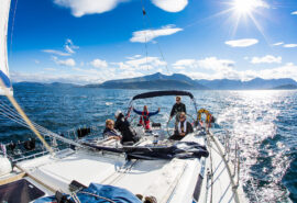 Humla guests sailing underway in sunny Norway, summer