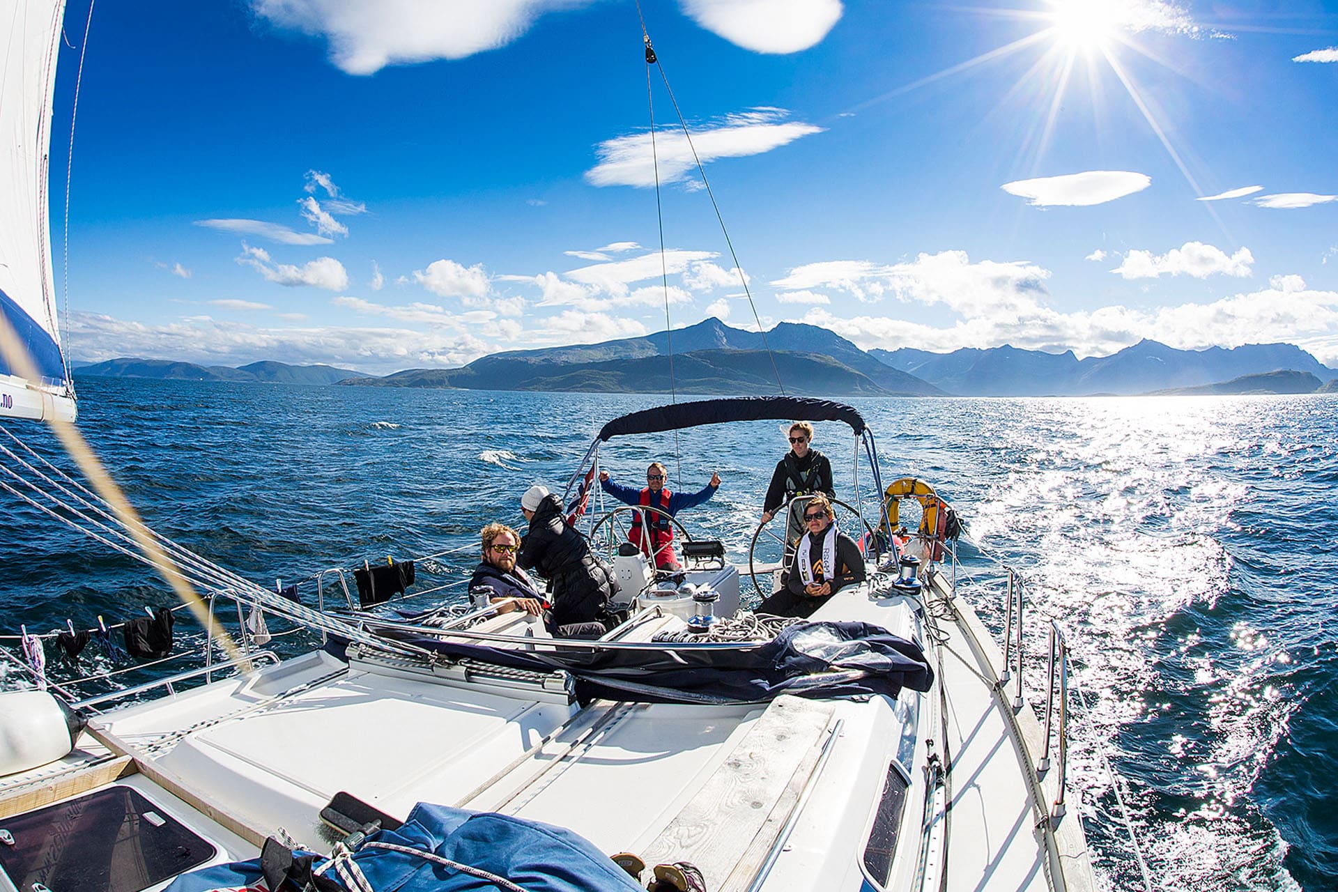 Humla guests sailing underway in sunny Norway, summer