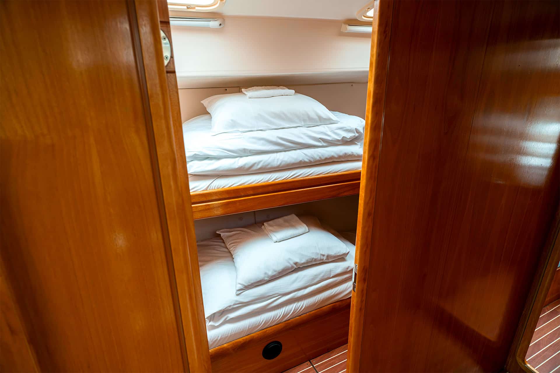 Humla onboard view of twin cabin below deck