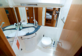 Humla yacht below deck head onboard