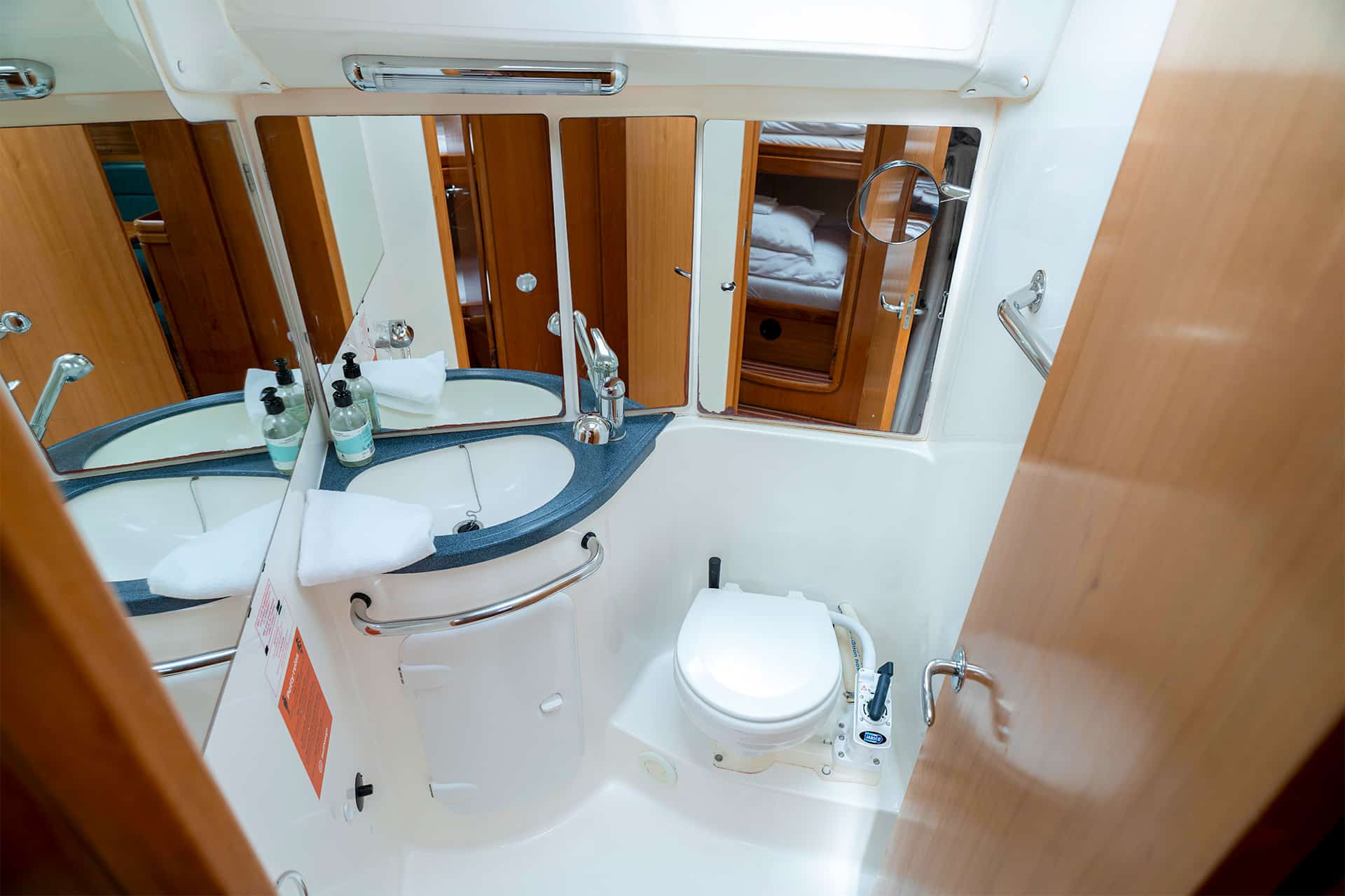 Humla yacht below deck head onboard