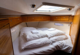 Humla yacht below deck interior cabin