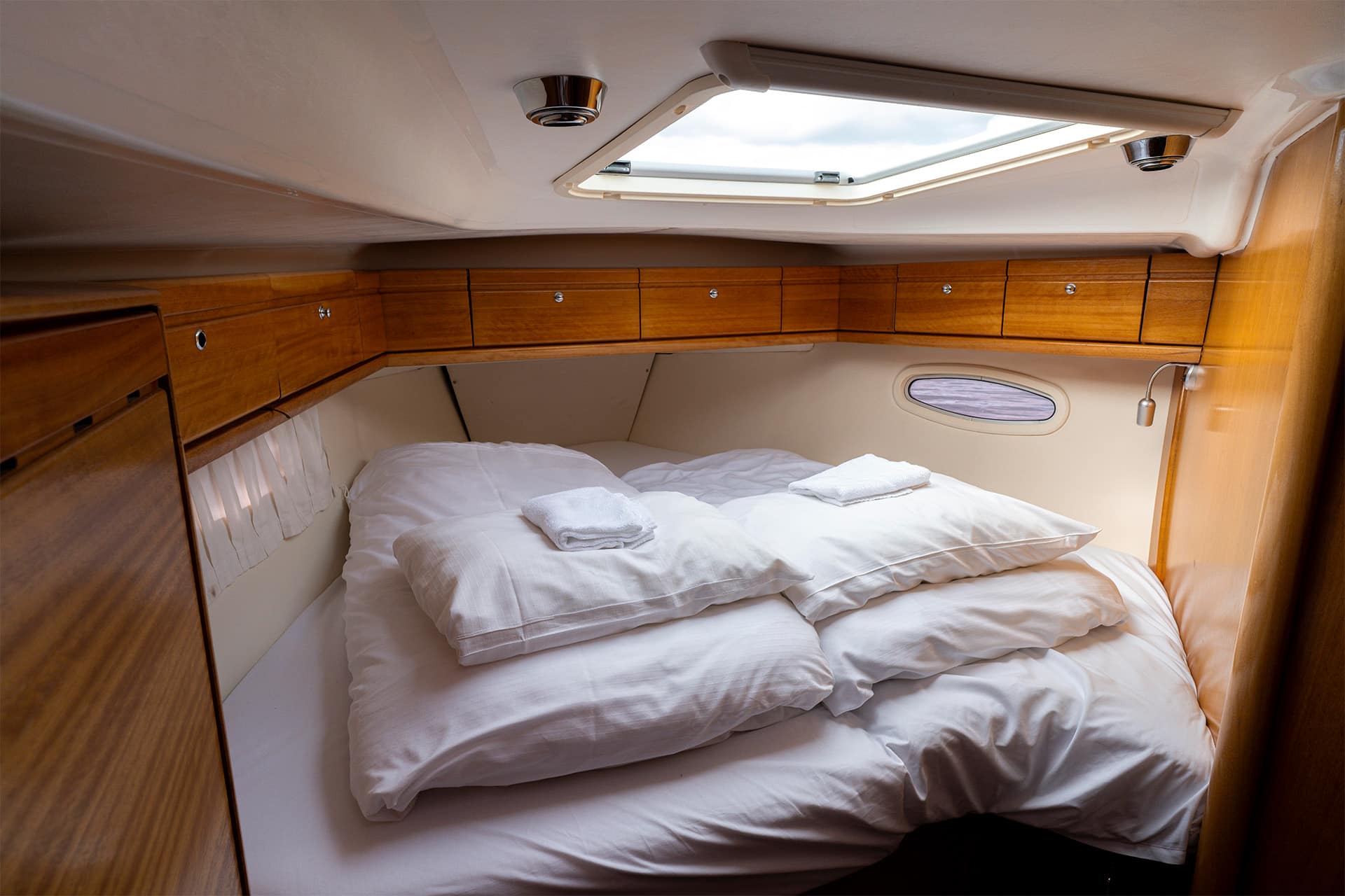 Humla yacht below deck interior cabin