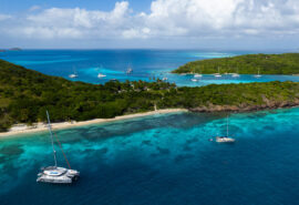 Ingrid More Catamaran anchored in the Caribbean Islands Grenadines