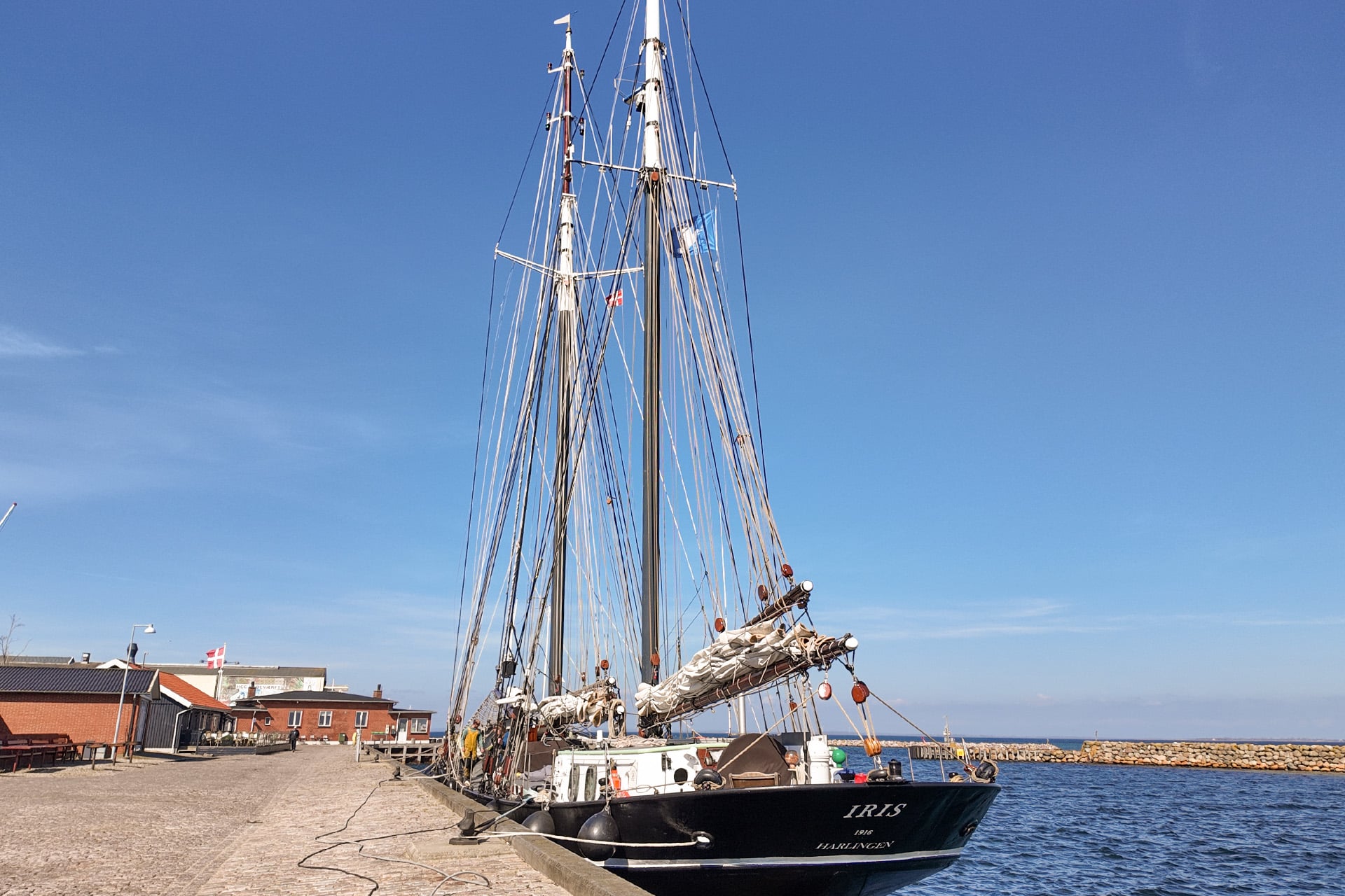 Iris tall ship alongside in baltic sea