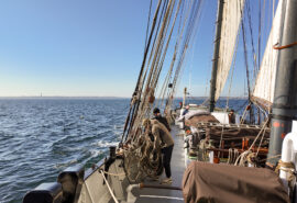 Iris view on deck underway sailing baltic sea