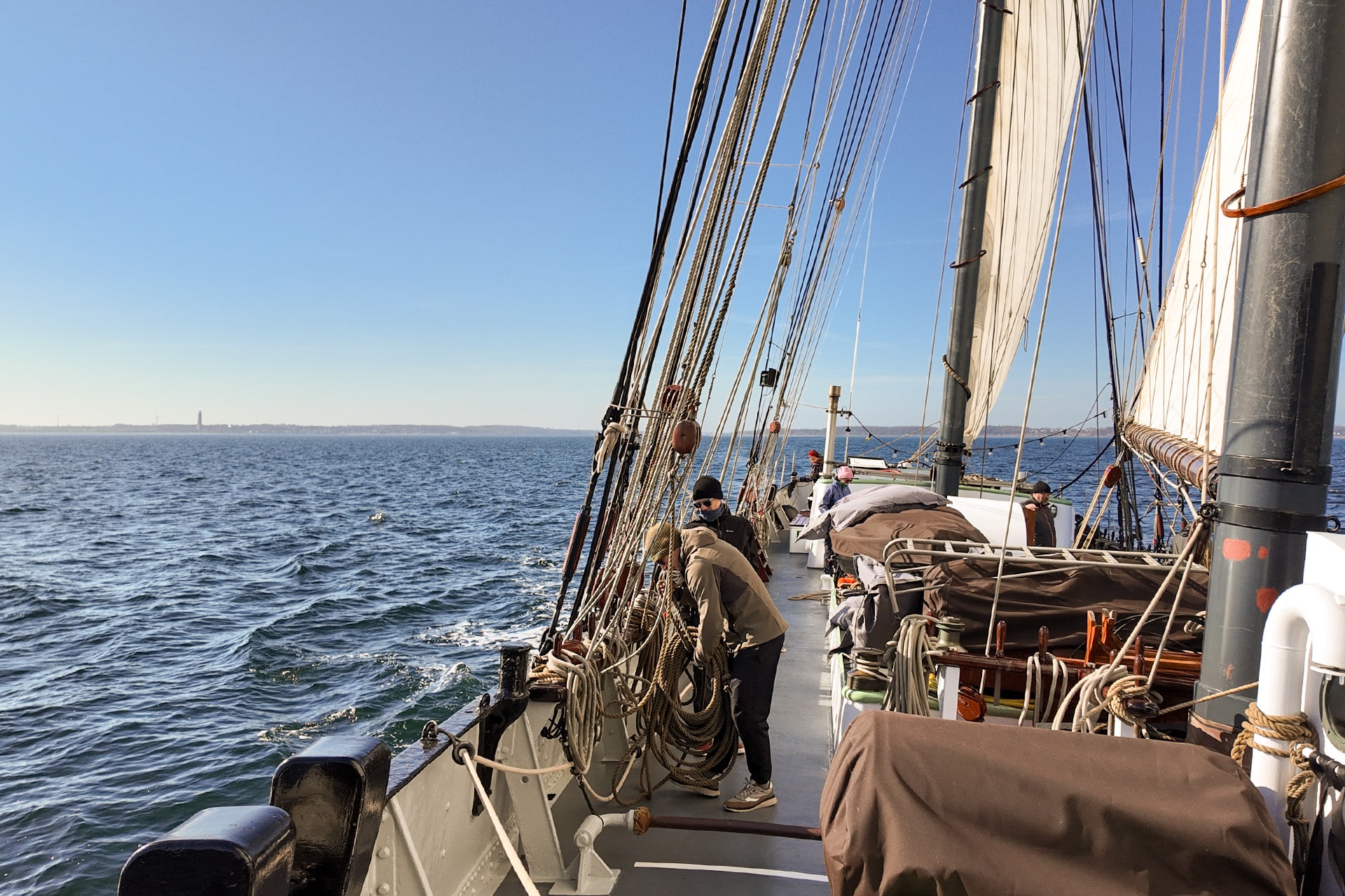 Iris view on deck underway sailing baltic sea