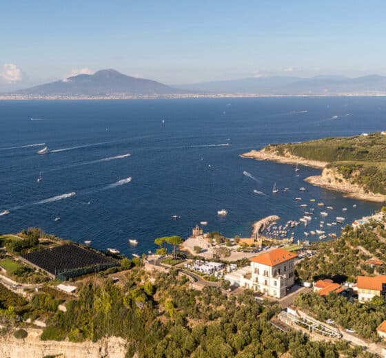 Italy view of Sorrento looking over Mount Vesuvius