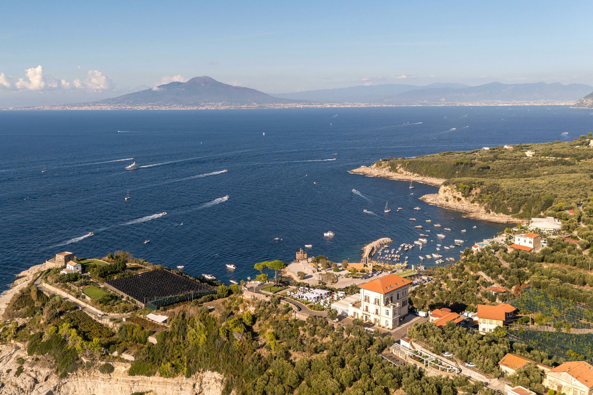 Italy view of Sorrento looking over Mount Vesuvius