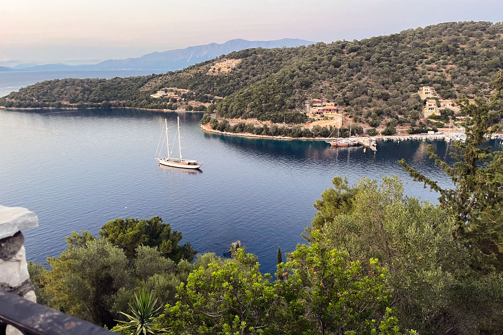 Kairos anchored in Ionian Sea, Corfu, Greece