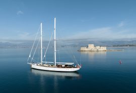 Kairos anchored in calm waters Mediterranean