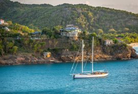 Kairos anchored off the coast of Antigua, Caribbean SC