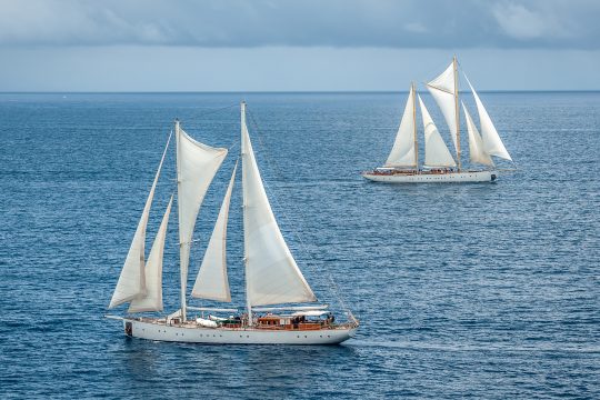 Kairos and Rhea sailing in company, open ocean