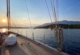 Kairos view of sunset on deck