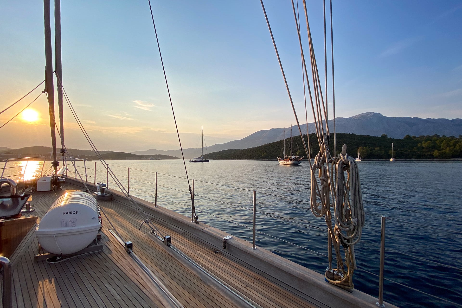 Kairos view of sunset on deck