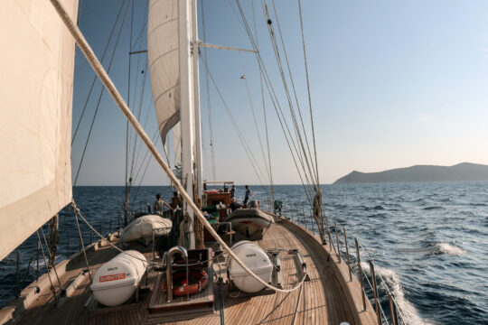 Kairos view on deck under sail