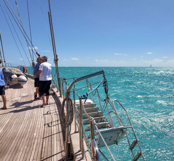 Kairos yacht on deck in BVIs British Virgin Islands