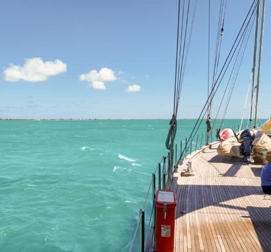 Kairos yacht on deck in sunny BVIs British Virgin Islands