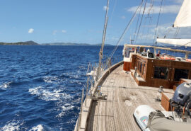 Kairos yacht underway view on deck sailing in the British Virgin Islands