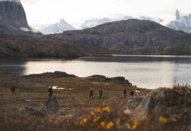 Linden Arctic Greenland view of guests hiking ashore