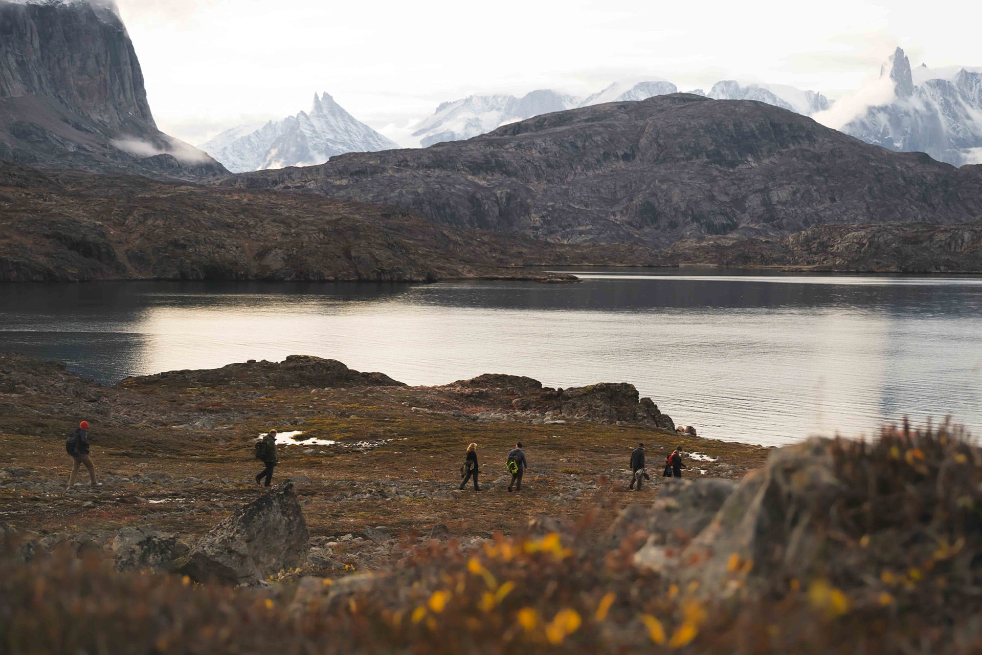 Linden Arctic Greenland view of guests hiking ashore