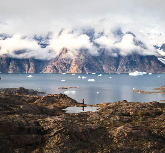 Linden guest ashore hiking in Arctic Greenland